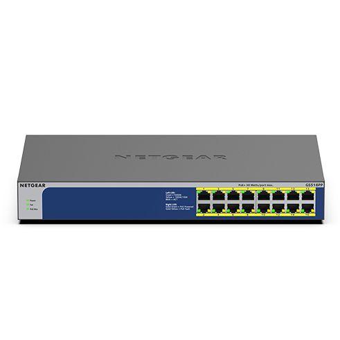 Switch NETGEAR GS516PP-100EUS (Gigabit Ethernet - 10/100/1000 Mbps - 0,192 MB - Preto)