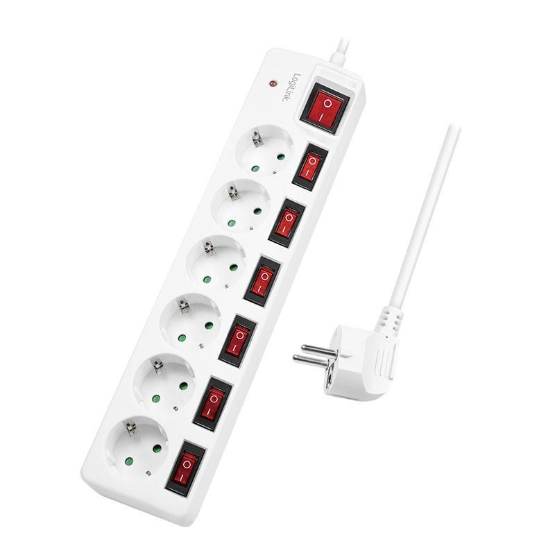 Bloco de Tomadas LOGILINK LPS250 (Tipo F - Branco)