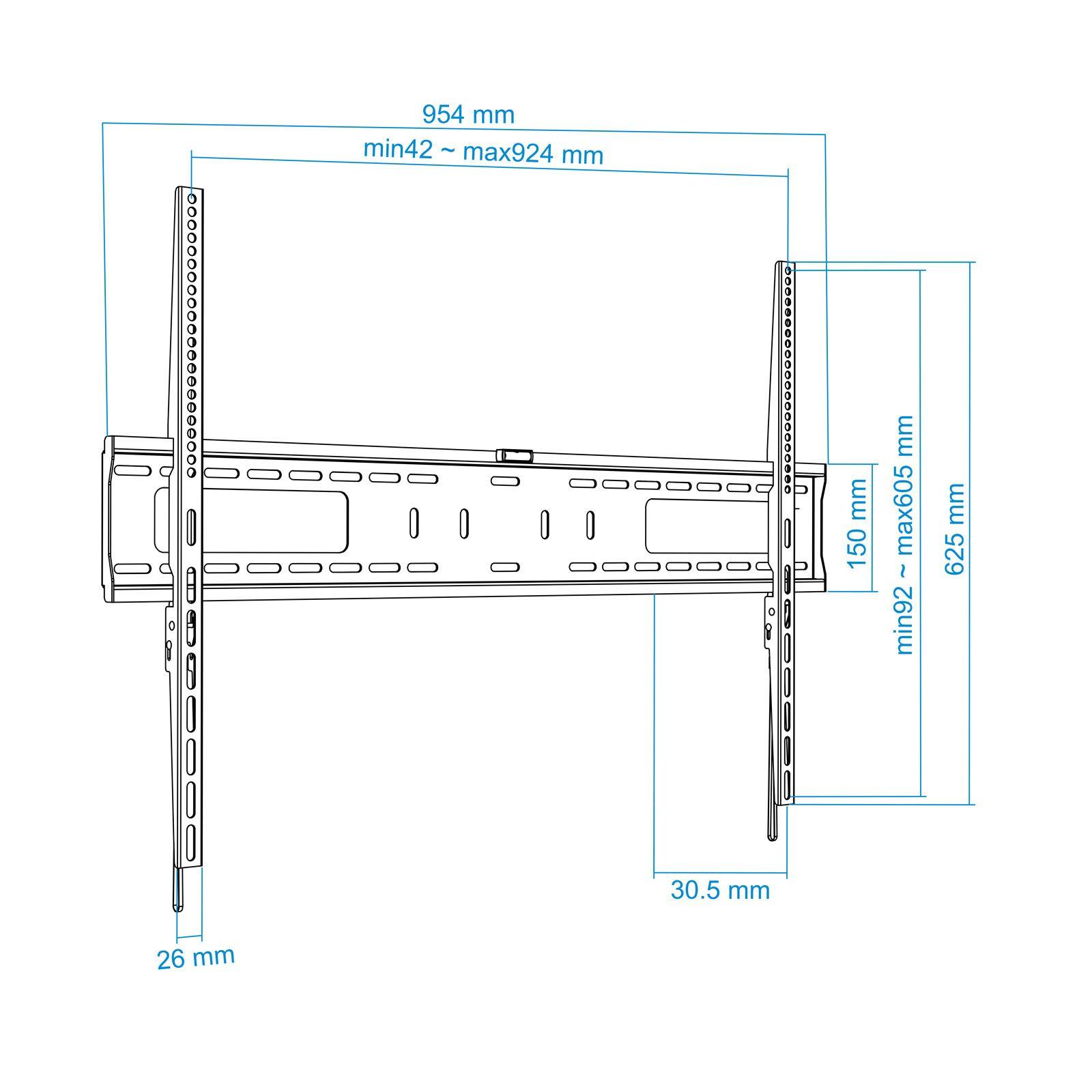 Suporte de Parede para TV TOOQ LP41100F-B (60-100" - VESA 900 x 600 mm - 75 kg - Preto), miniatura 8
