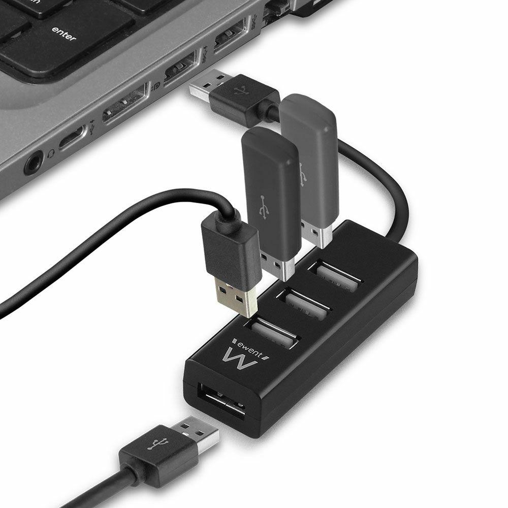 Hub USB EWENT EW1123 (0,12 m - USB 2.0, USB 1.1 - Preto) — miniatura 2