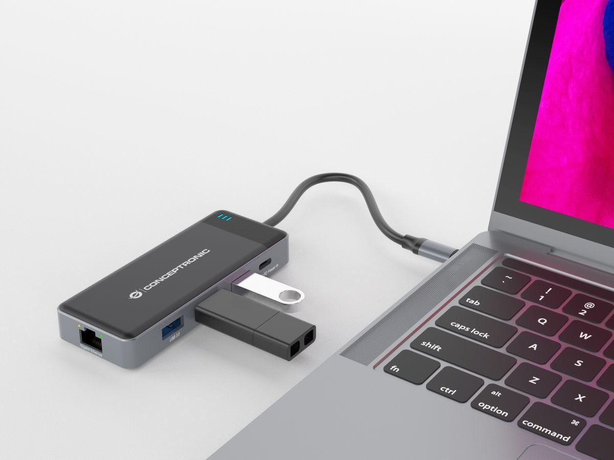 Hub USB-C CONCEPTRONIC DONN14G (0,25 m - Cinzento) — miniatura 6