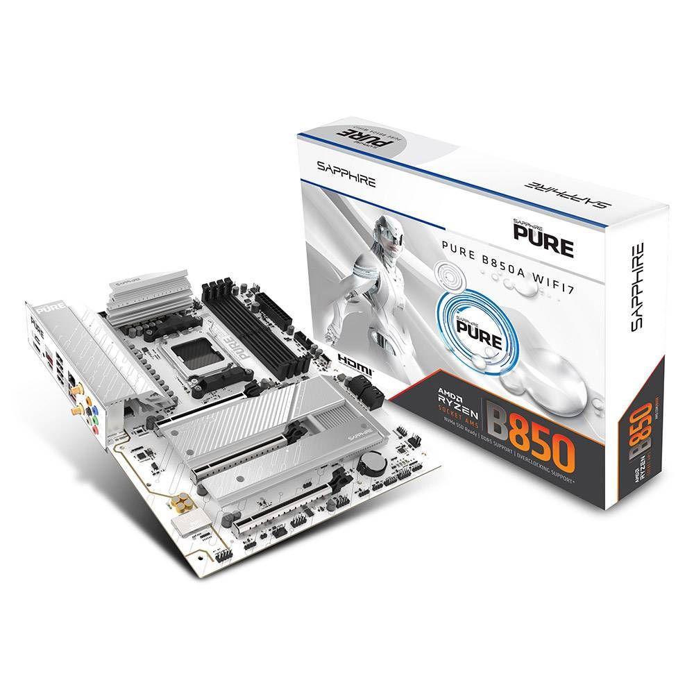 Motherboard SAPPHIRE PURE B850A WIFI7 (AM5 - ATX - Duplo canal - Branco), miniatura 2