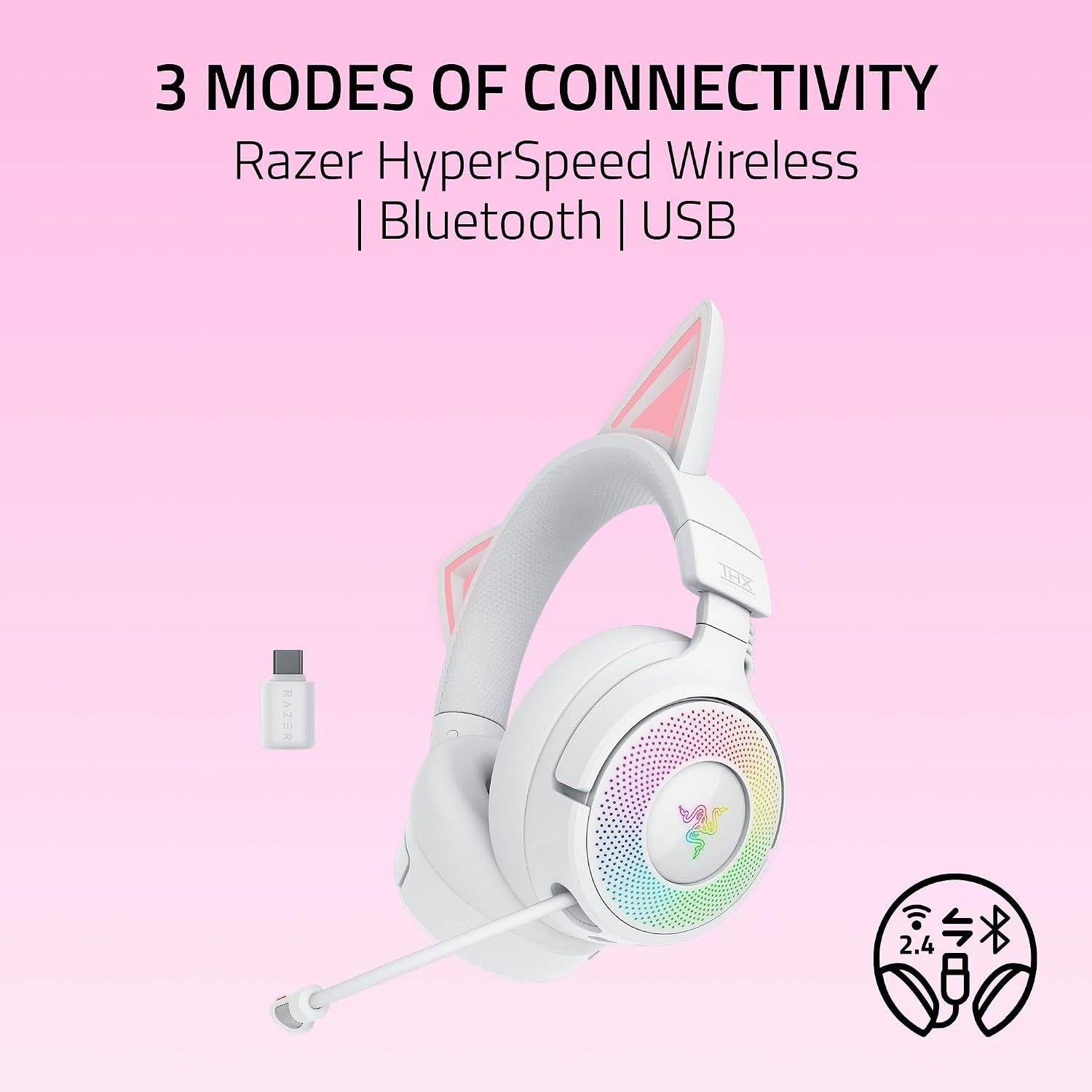 Headset Gaming RAZER Kraken Kitty V3 Pro (Binaural - Com fios e sem fios - Circum-aural - Branco) — miniatura 4
