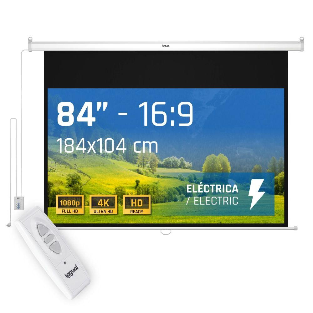Ecrã de Projeção Elétrico IGGUAL PSIPS184 (2,03 m - 80" - Preto e Branco)