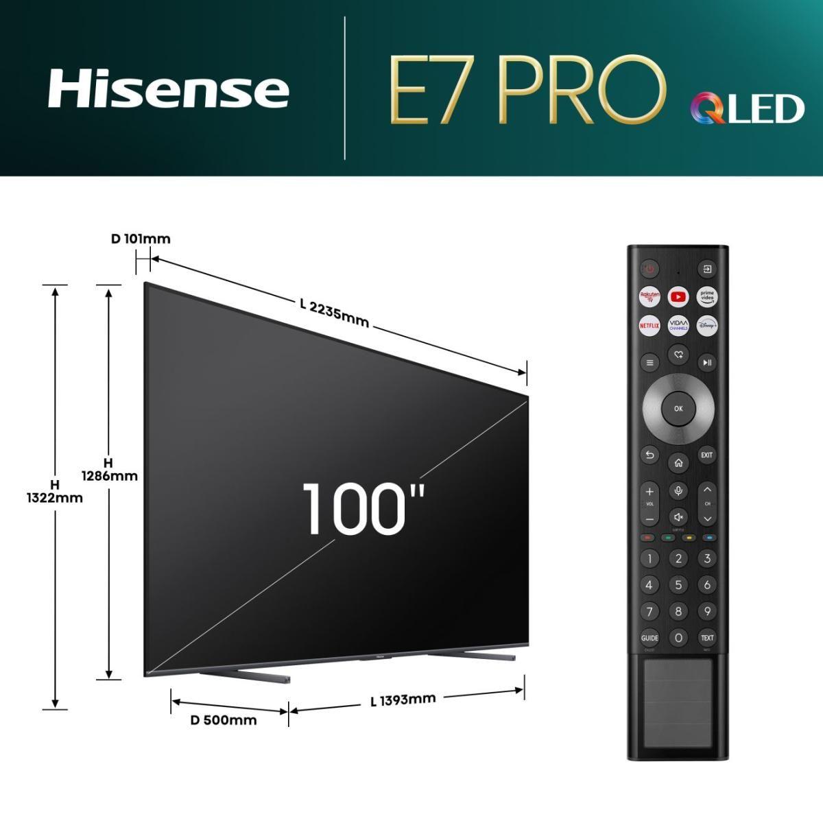 Televisão HISENSE TV 100E7NQPRO (QLED - 4K Ultra HD - 3840 x 2160 pixels - Preto), miniatura 2