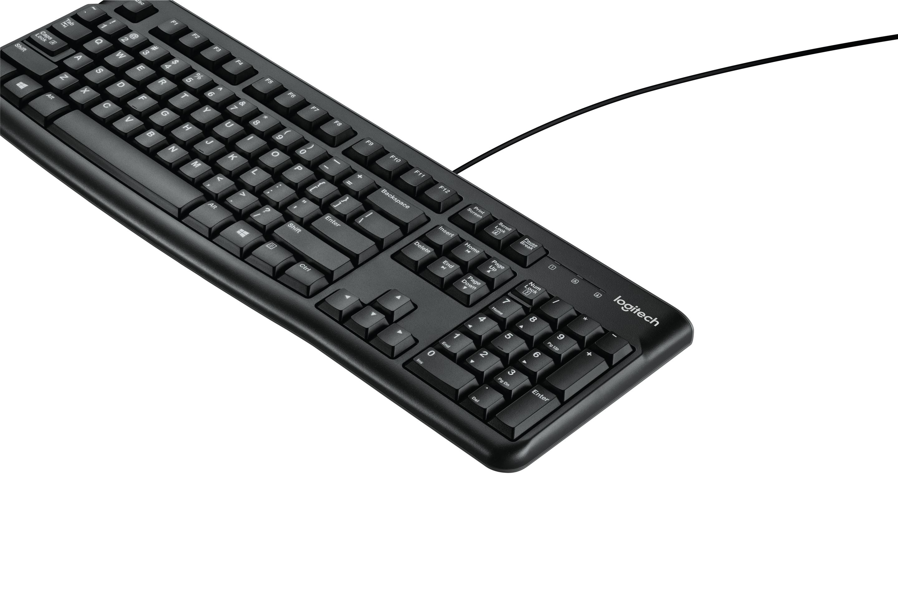 Teclado LOGITECH K120 (Estados Unidos - Tamanho completo - USB - Preto)