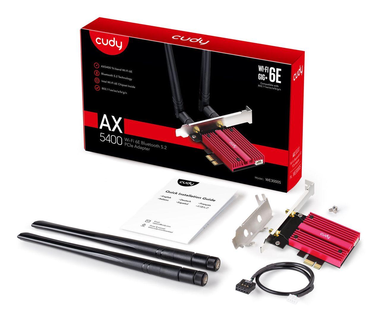 Placa de Rede PCIe CUDY WE3000S (PCI Express - WPA3, WPA, WPA2 - 2400 Mbit/s - Vermelho/Preto), miniatura 5