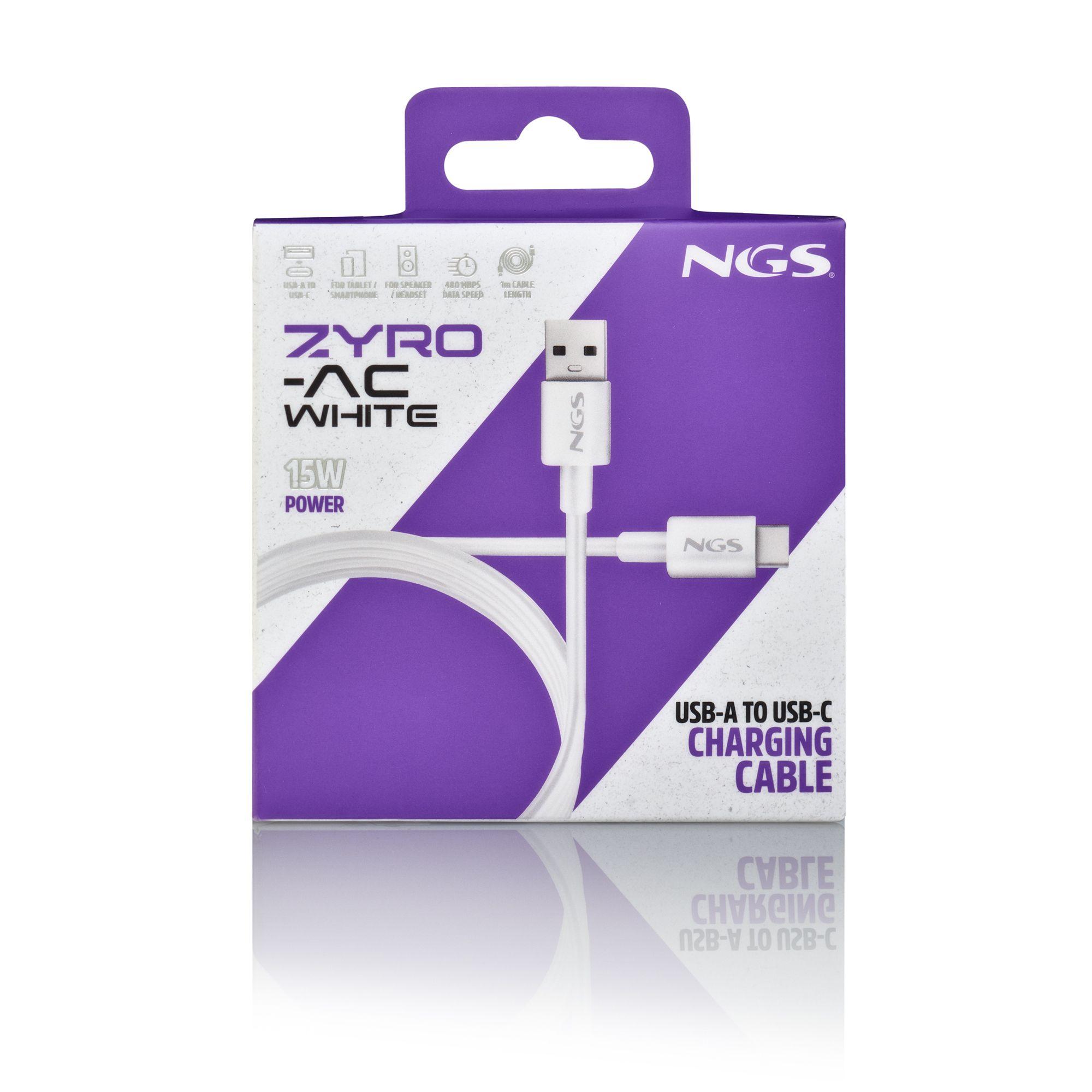 Cabo USB NGS ZYRO-AC (1 m - USB C - USB A - Branco) — miniatura 6