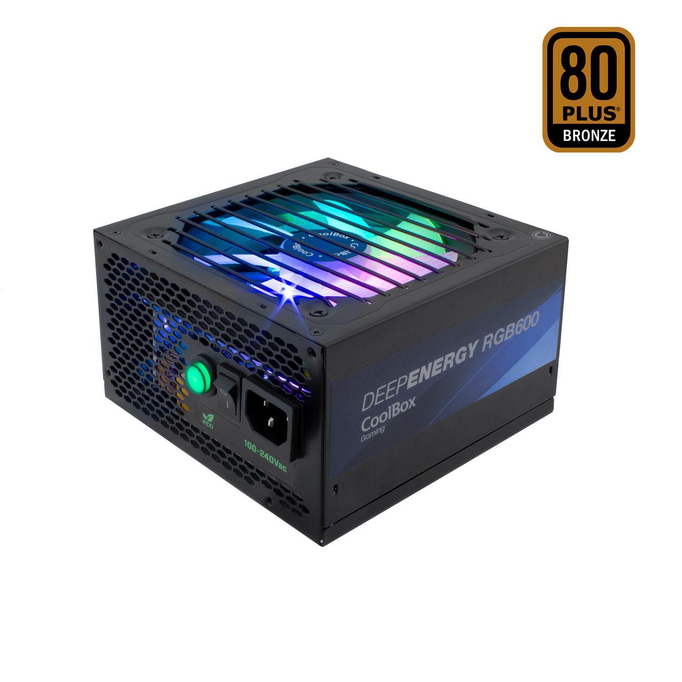 Fonte de Alimentação COOLBOX DeepEnergy RGB600 (ATX - 600 W - 80 PLUS Bronze - Preto), miniatura 2