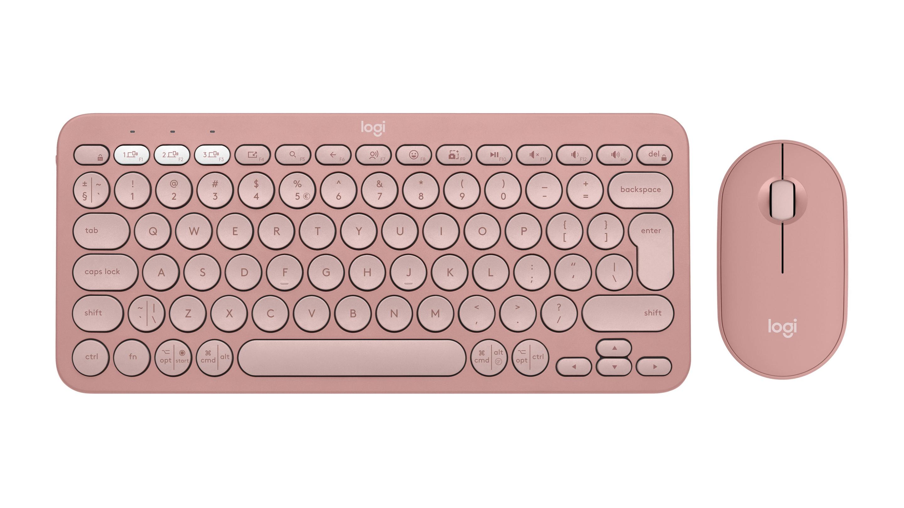 Conjunto de Teclado e Rato LOGITECH Pebble 2 Combo (Estados Unidos - Teclas de tesoura - Mini - Rosa)