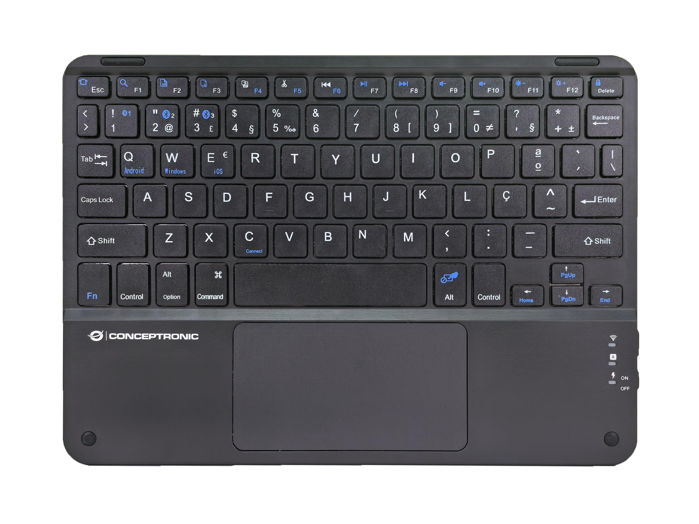 Teclado CONCEPTRONIC TOBIN01BPT (Português - Membrana - Bluetooth - Preto)