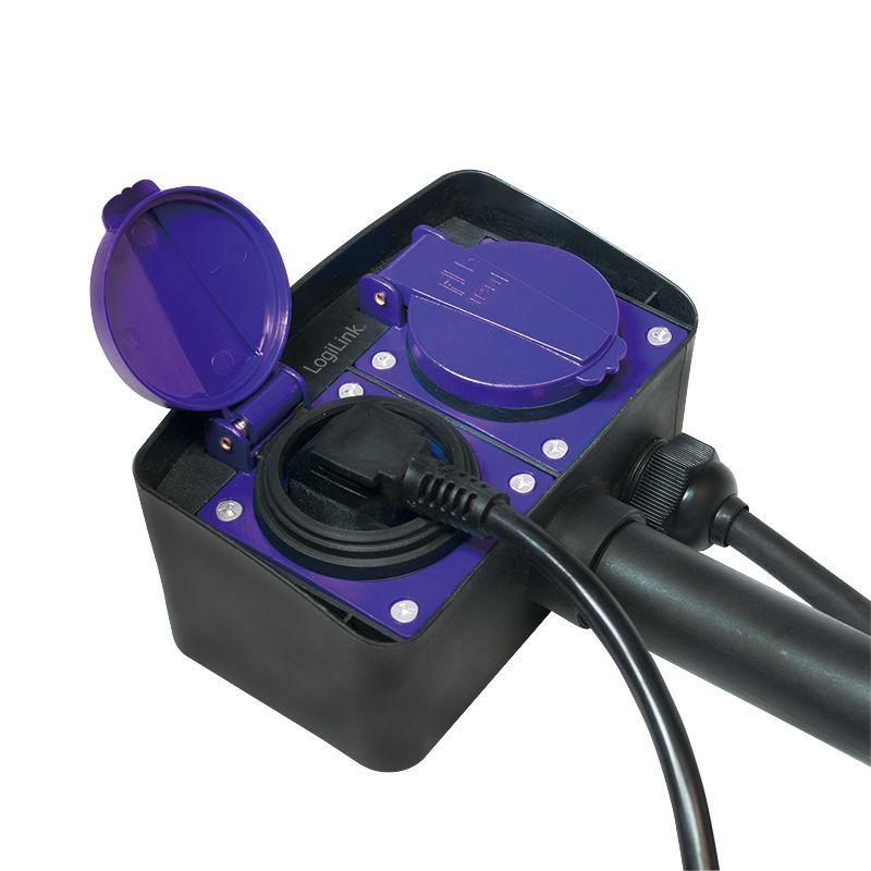 Distribuidor Elétrico de Exterior LOGILINK LPS214 (Preto e Azul), miniatura 3