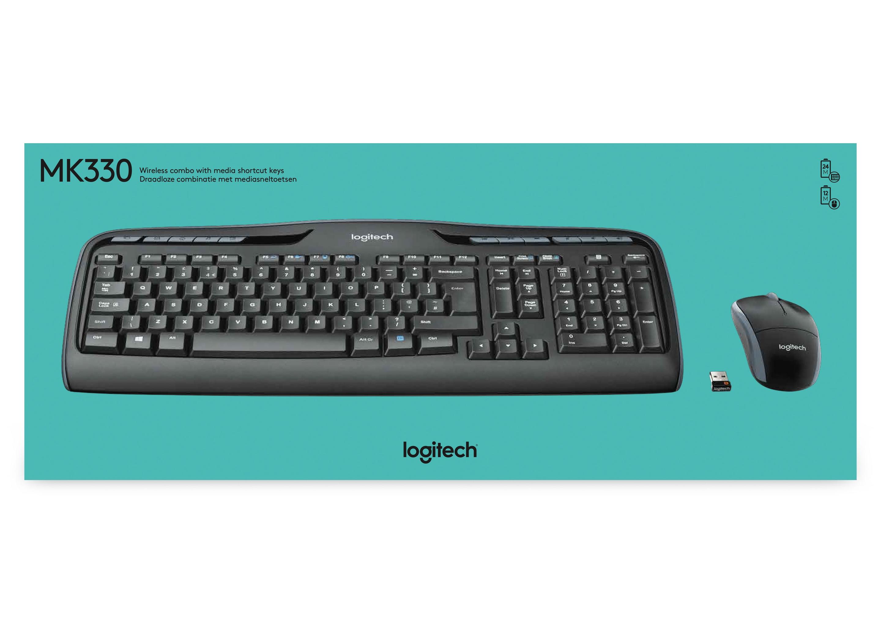 Teclado e Rato LOGITECH MK330 (Estados Unidos - Tamanho completo - USB - Preto) — miniatura 4