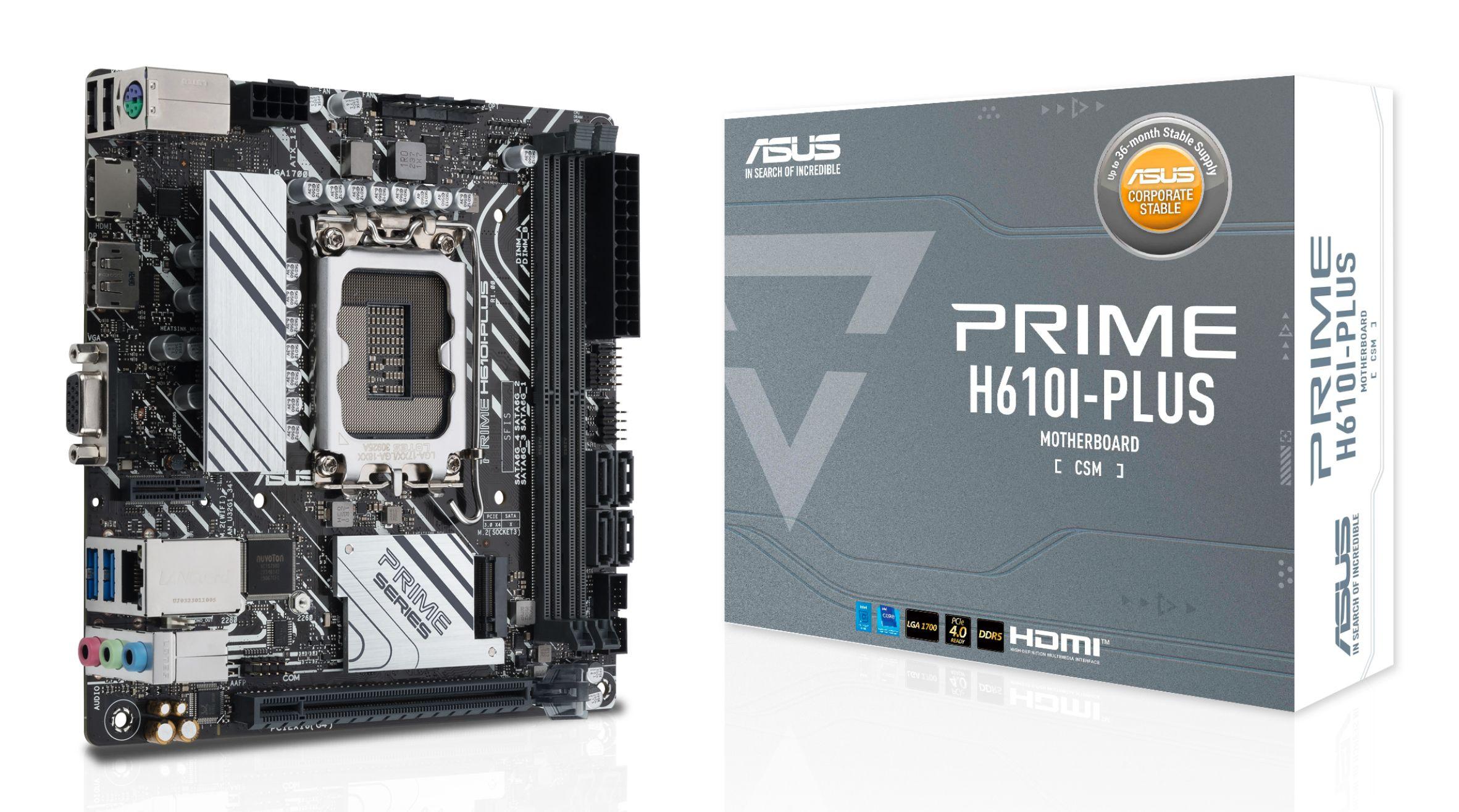 Motherboard ASUS PRIME H610I-PLUS-CSM (LGA 1700 - Mini-ITX - Duplo canal)