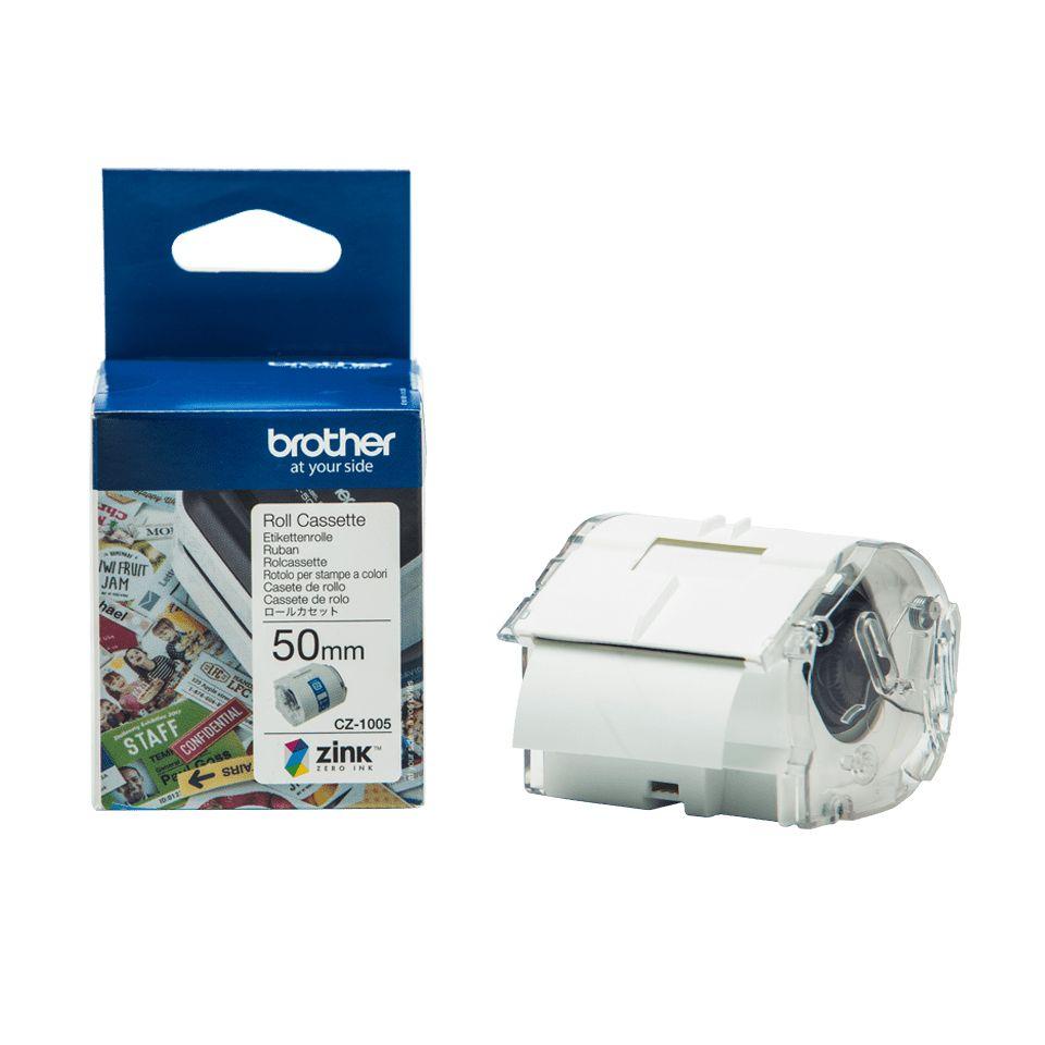 Rolo de Etiquetas Contínuas BROTHER CZ-1005 (Branco sobre Verde)