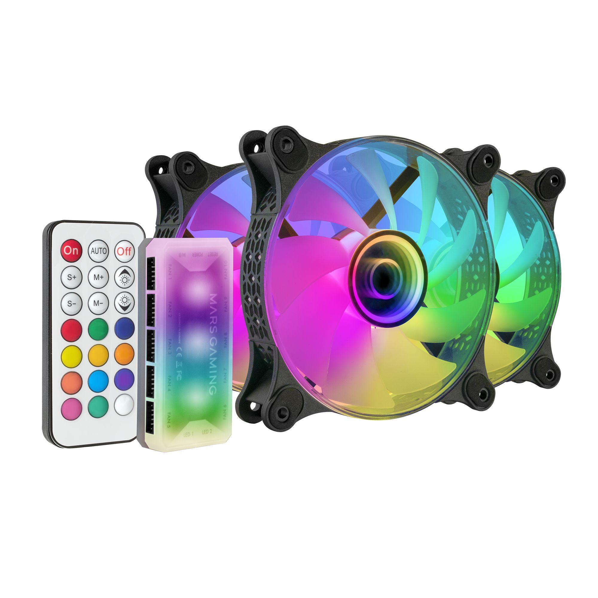 Kit de 3 Ventoinhas para Caixa PC MARS GAMING MF-3DKIT (ARGB - Preto)