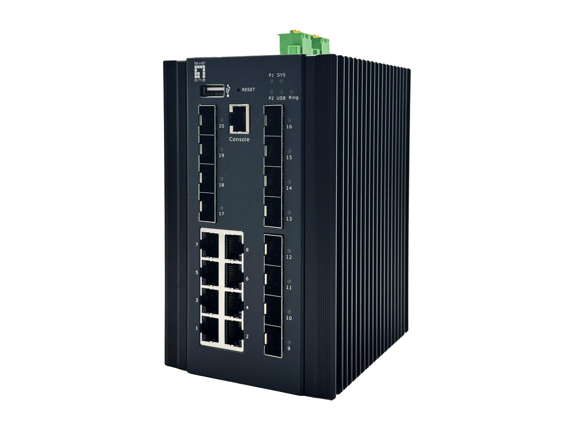 Switch Industrial Gerido LEVELONE IGX-2072 (Gigabit Ethernet - 12 MB - 112 Gbit/s - Preto)