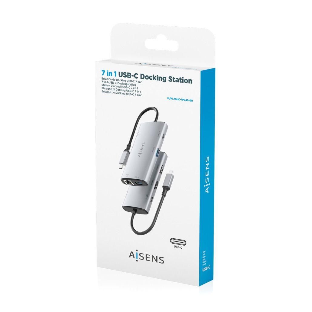 Dock USB-C AISENS ASUC-7P049-GR (0,2 m - Cinzento), miniatura 7
