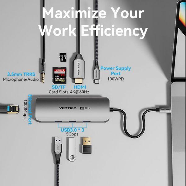 Docking Station USB-C VENTION TQLHB (Prateado), miniatura 3