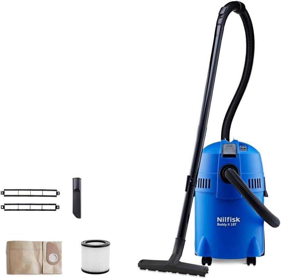 Aspirador de Sólidos e Líquidos NILFISK Buddy II 18T (Altura 53 cm - Preto/Azul)