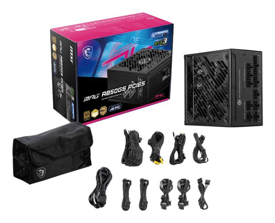 Fonte de Alimentação MSI MPG A850GS PCIE5 (ATX - 850 W - 80 PLUS Gold - Preto), miniatura 4