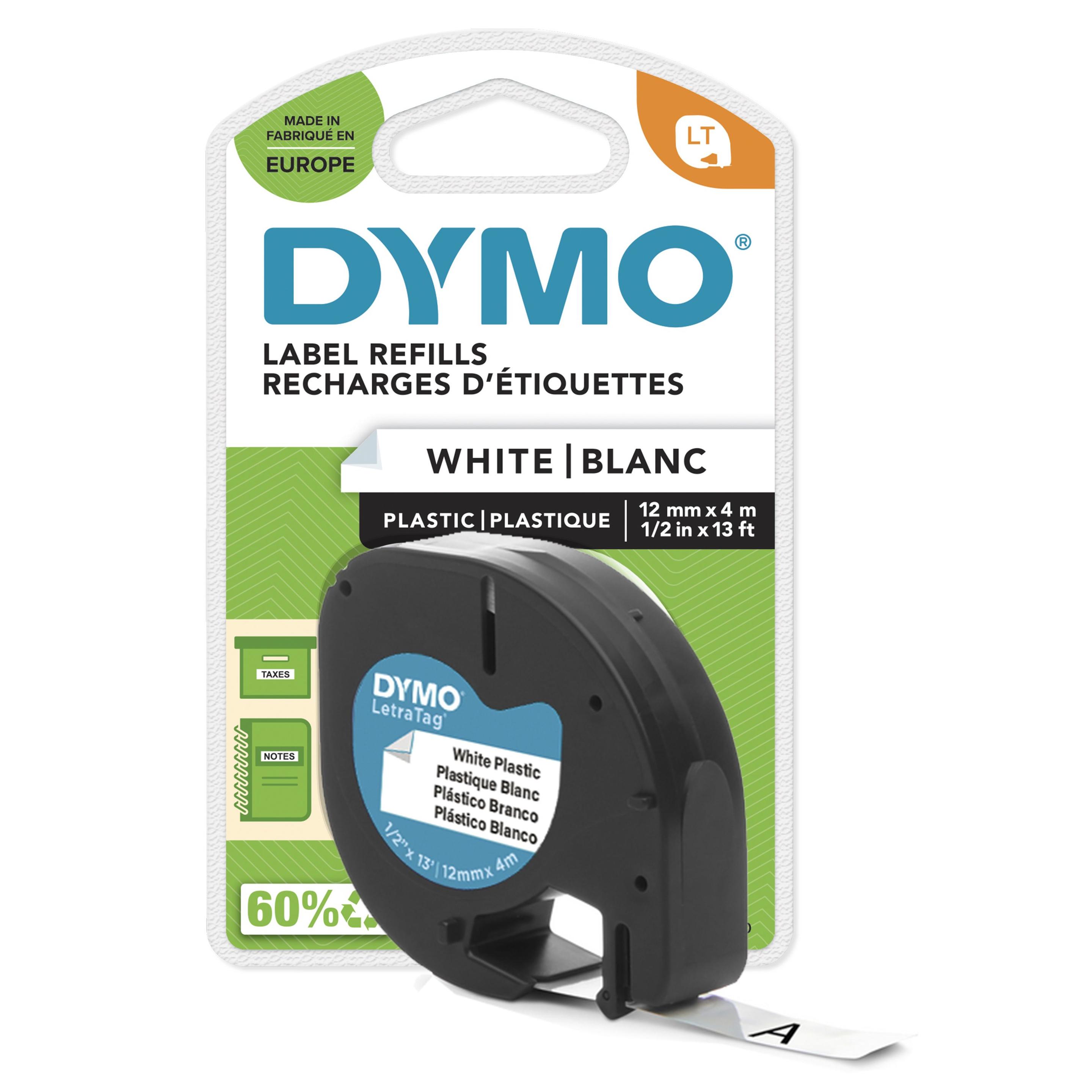 Fita de Etiquetas DYMO S0721660 / 91221 (DYMO LetraTag - Preto sobre Branco)
