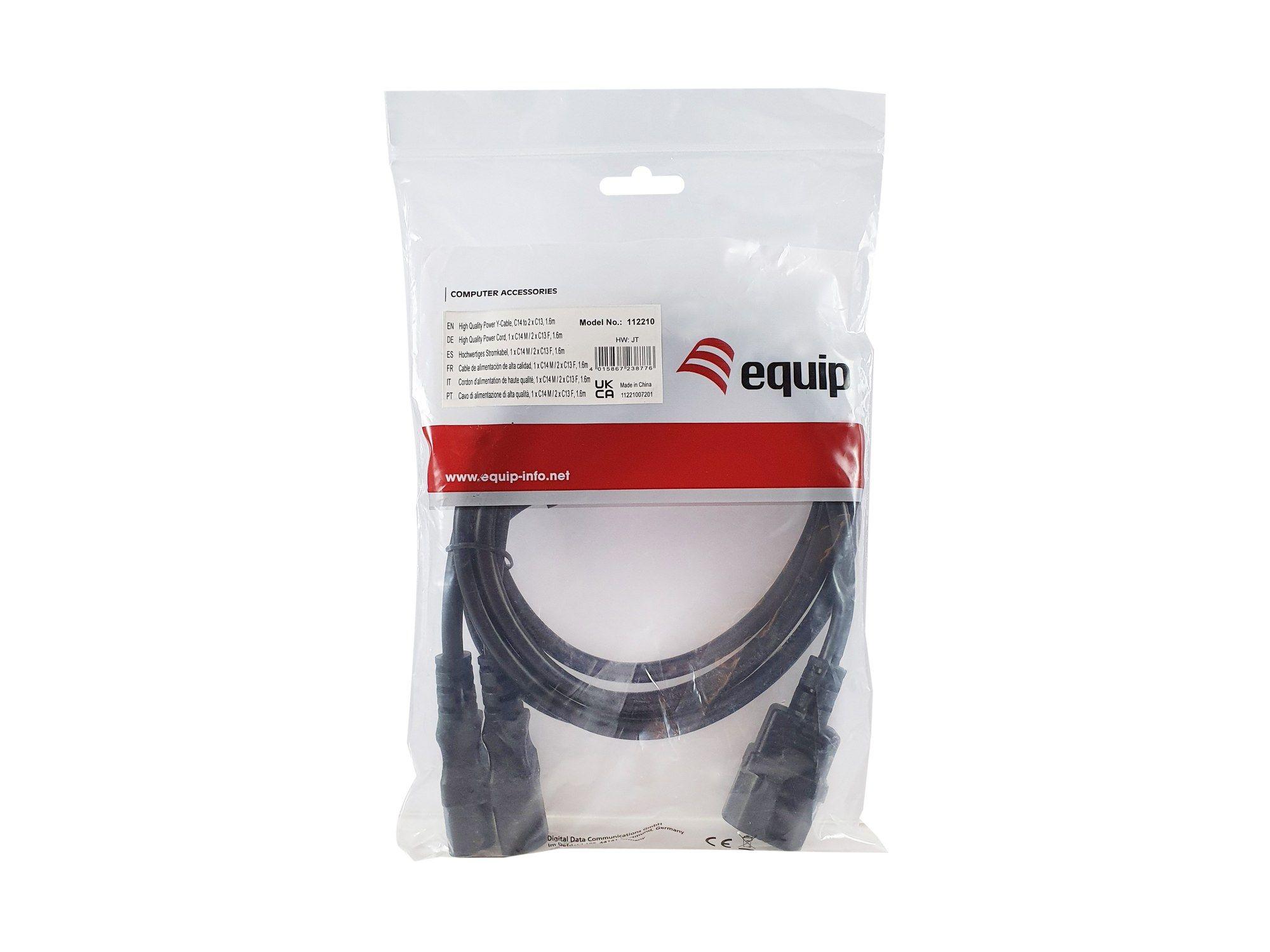 Cabo de Alimentação Y EQUIP 112210 (1,6 m - Acoplador C14 - Dispositivo para ligar 2 x C13 - Preto), miniatura 6