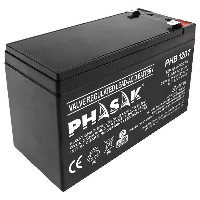 Bateria para UPS PHASAK PHB 1207 (PHASAK UPS/UPS - F2 - Preto) — miniatura 2