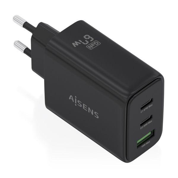Carregador GaN AISENS ASCH-67W3P087-BK (67 W - GaN - Preto)