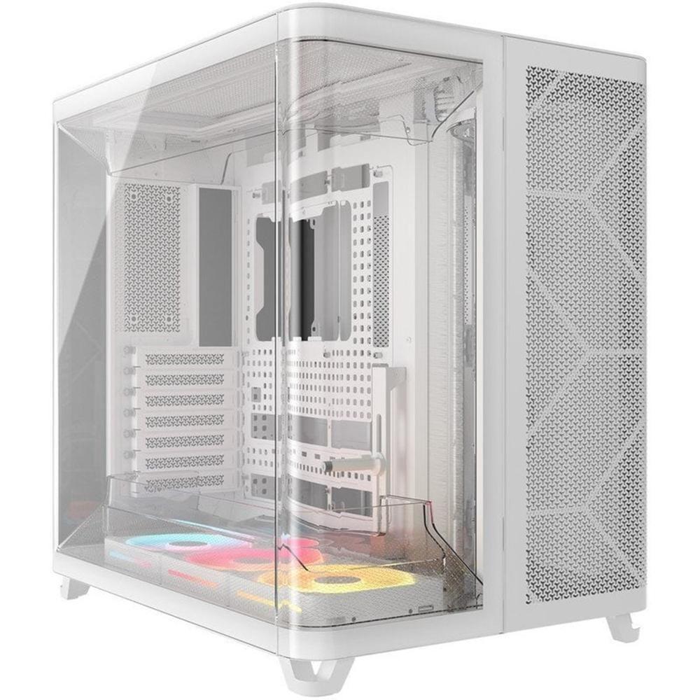 Caixa PC CORSAIR AIR 5400 LX-R RGB iCUE LINK (ATX, EATX, micro ATX, Mini-ITX - 2.5" - Aço, vidro temperado - Branco)