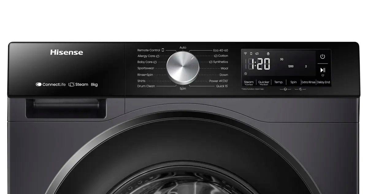 Máquina de Lavar Roupa Independente HISENSE WF3S8043BB3 (1400 RPM - B - A - Preto), miniatura 3