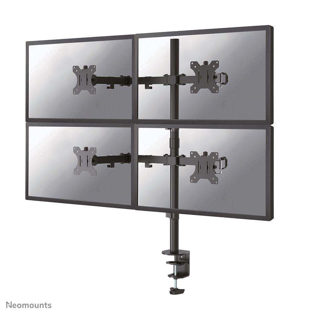 Suporte de Secretária para 4 Monitores NEOMOUNTS FPMA-D550D4BLACK (100 x 100 mm - 75 x 75 mm - 81,3 cm - Preto)