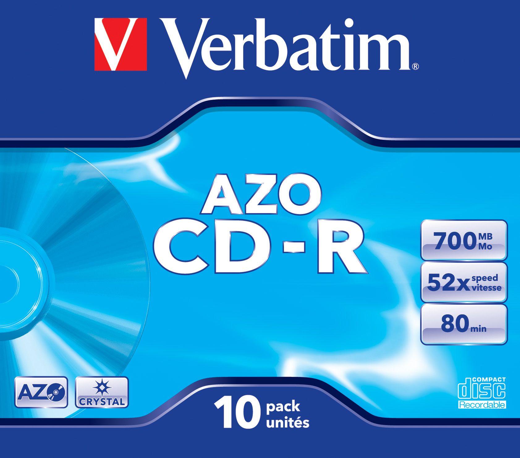 CD-R VERBATIM 43327 AZO Crystal (700 MB - 52x - Conjunto de 10 unidades) — miniatura 2