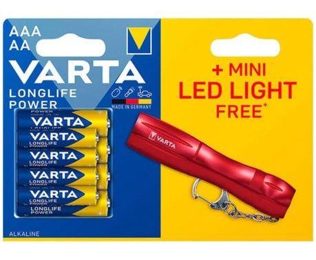 Conjunto de Pilhas VARTA Longlife Power (4 AA + 4 AAA + Mini Lanterna LED)