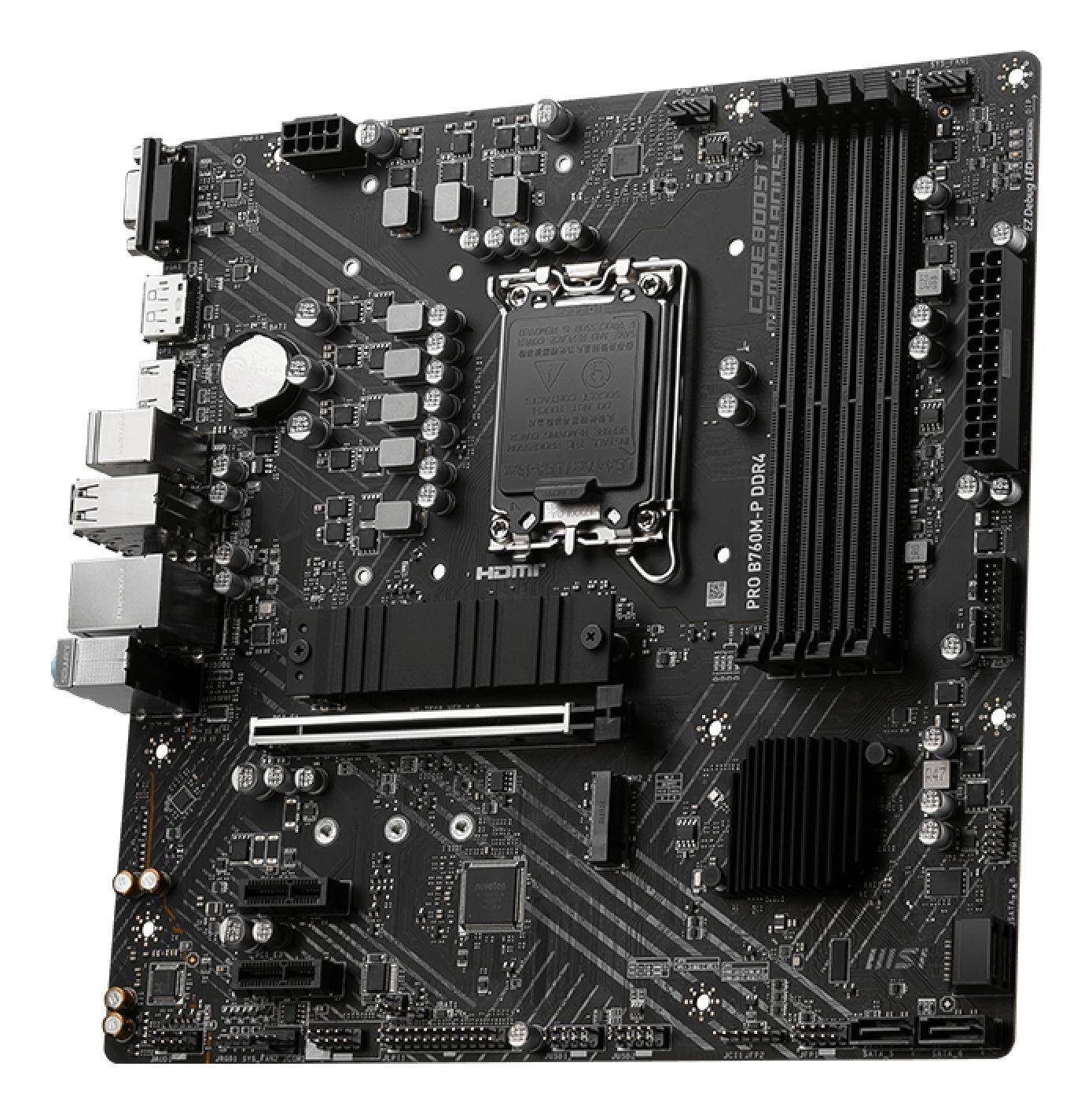 Motherboard MSI PRO B760M-P DDR4 (LGA 1700 - micro ATX - DDR4-SDRAM - Preto), miniatura 3