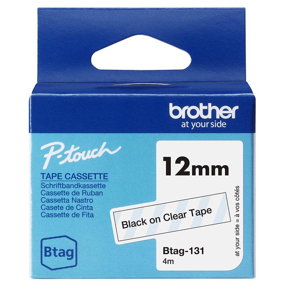 Fita para Rotuladora BROTHER BTAG-131 (Preto sobre Transparente)