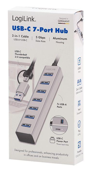 Hub USB LOGILINK UA0441 (0,15 m - Android, ChromeOS, iOS, iPadOS - Cinzento), miniatura 2