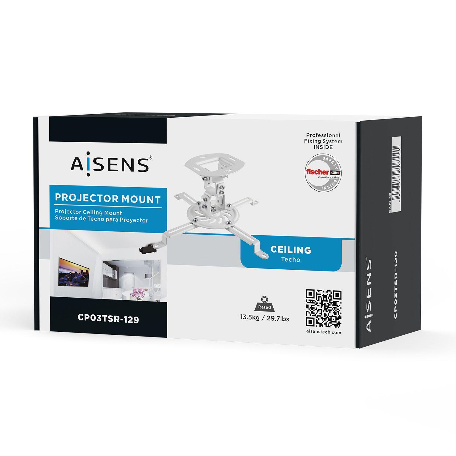 Suporte de Teto para Projetor AISENS CP03TSR-129 (320 x 320 mm - 54 x 54 mm - 13,5 kg - Branco), miniatura 5