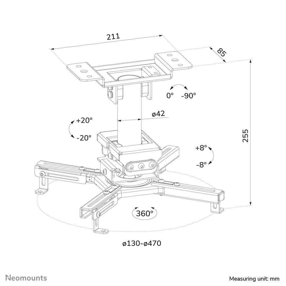 Suporte de Teto para Projetor NEOMOUNTS CL25-530BL1 (Preto) — miniatura 13