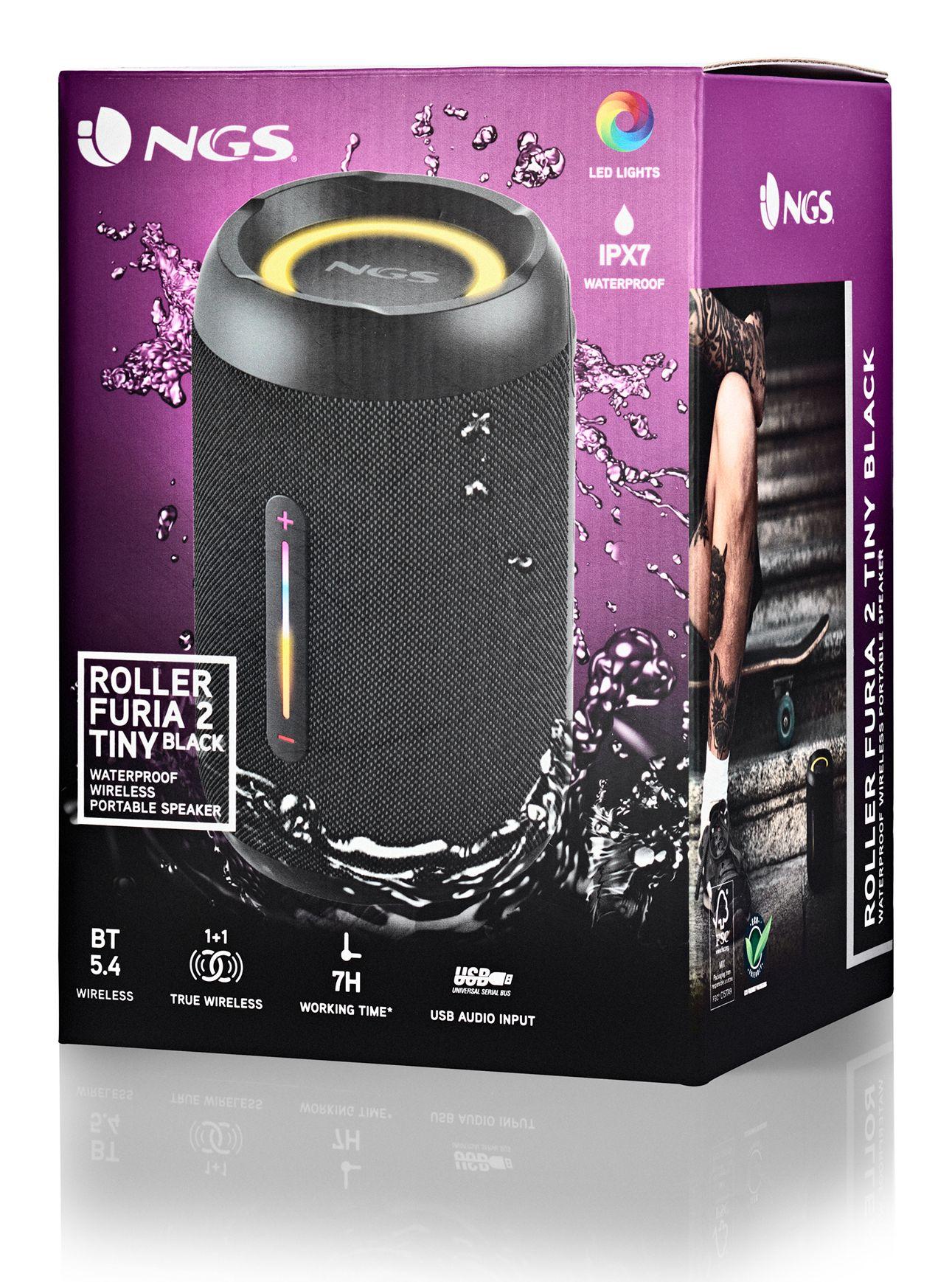 Coluna Portátil Estéreo NGS Roller Furia 2 Tiny (10 W - USB - Preto) — miniatura 4