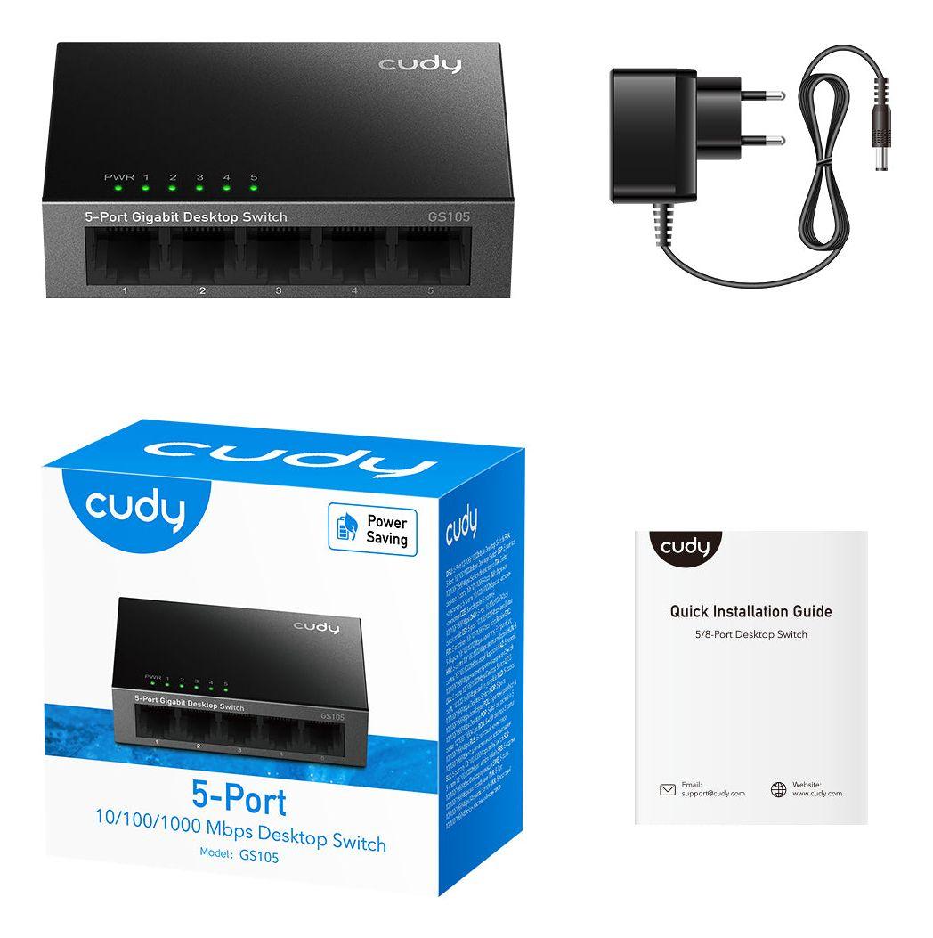 Switch de Rede CUDY GS105 (RJ-45 Gigabit Ethernet - Gigabit Ethernet - 1 MB - Preto), miniatura 4