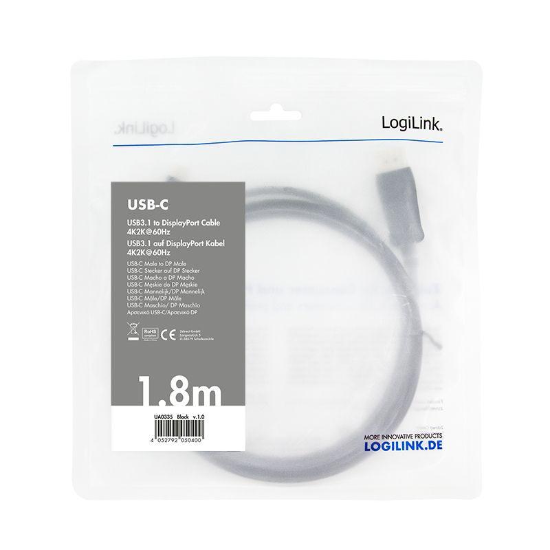 Cabo USB-C para DisplayPort LOGILINK UA0335 (1,8 m - USB Type-C - Preto), miniatura 2