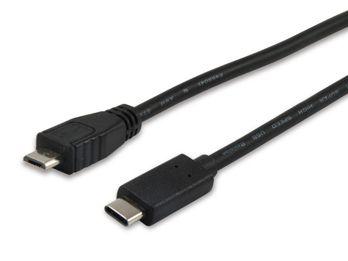 Cabo USB-C para Micro-USB EQUIP 12888407 (1 m - Micro-USB B - USB C - Preto)