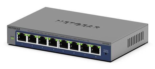Switch Smart Managed NETGEAR GS108E-400EUS (Gigabit Ethernet - 10/100/1000 Mbit/s - 16 Gbit/s - Cinzento)