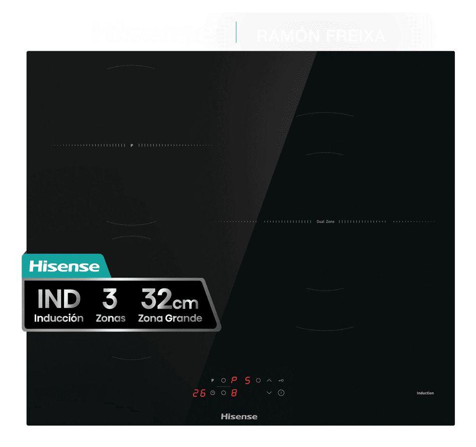 Placa de Indução Encastre HISENSE HI6321BSCE (3 zonas - 7100 W - Vidro-cerâmica - Preto)