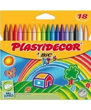 Lápis de Cera BIC Plastidecor (18 unidades - Extra-resistentes)