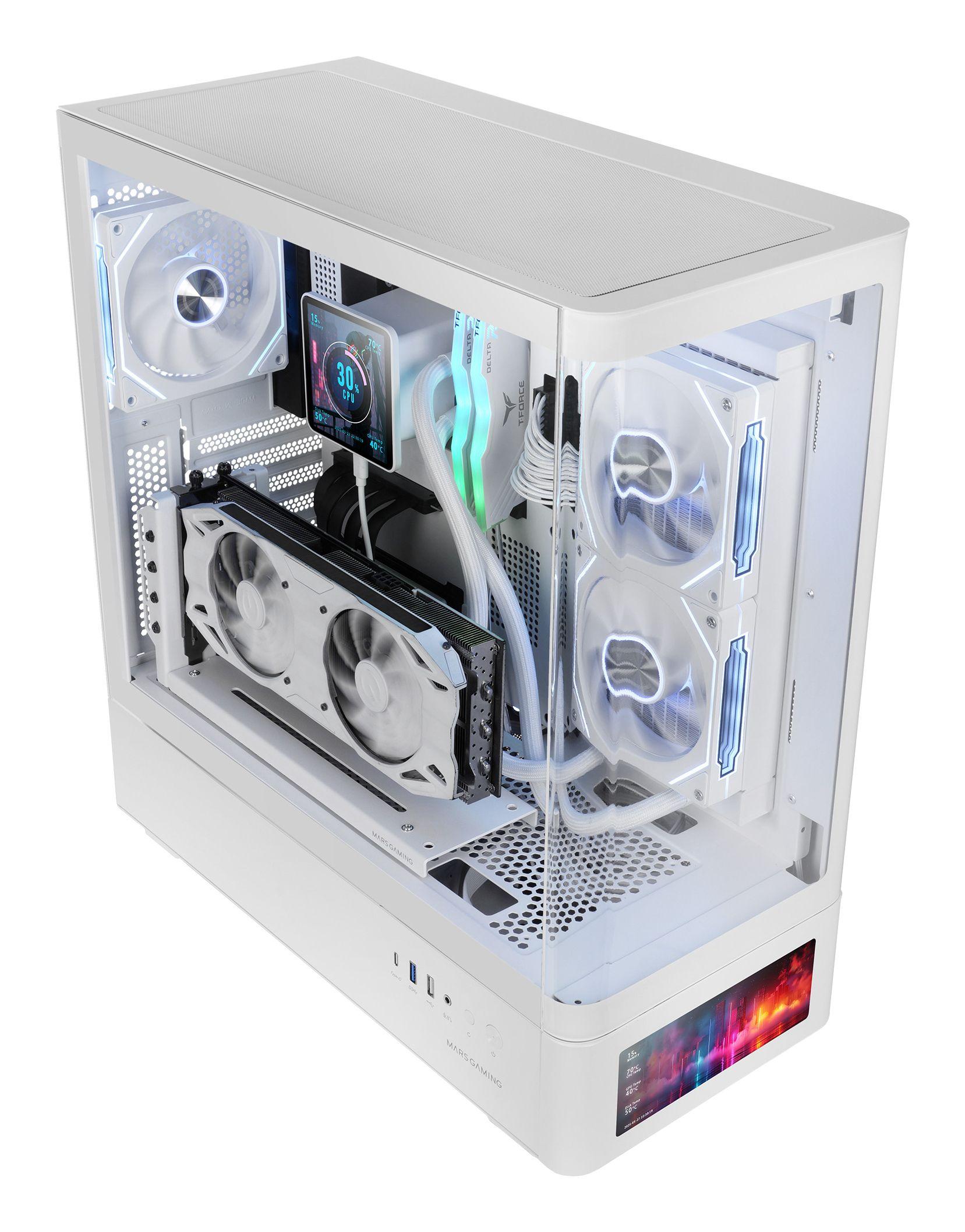 Caixa PC ATX MARS GAMING MCLCDPROW (LCD IPS 7,2" - Branco) — miniatura 2