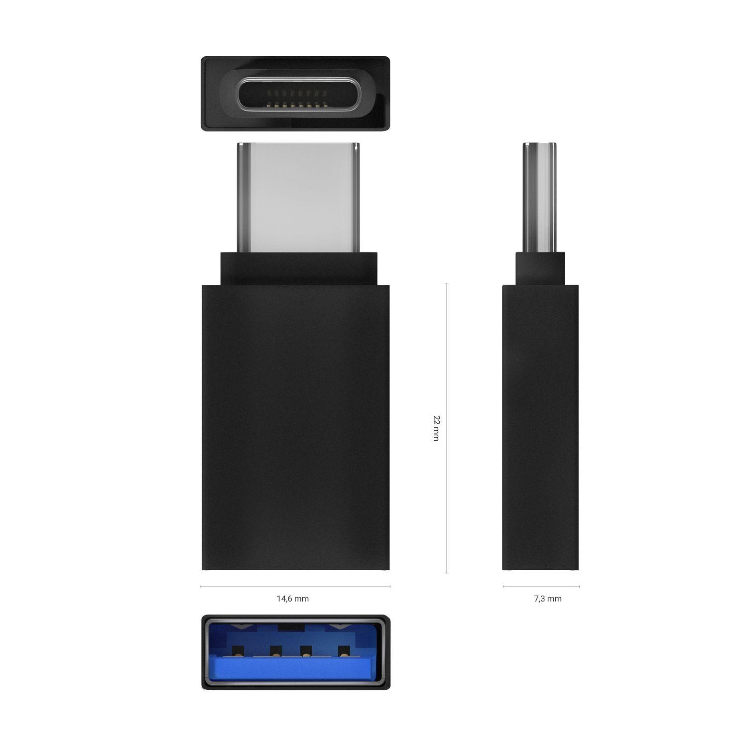 Mini Adaptador USB-C para USB-A AISENS A108-0717 (USB-A - USB-C - Preto) — miniatura 3