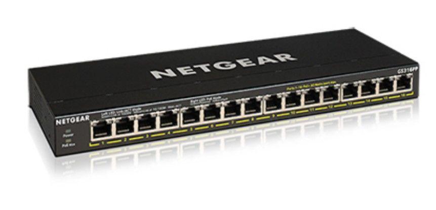 Switch Não Gerido NETGEAR GS316PP-100EUS (Gigabit Ethernet - 1 MB - 32 Gbit/s - Preto)