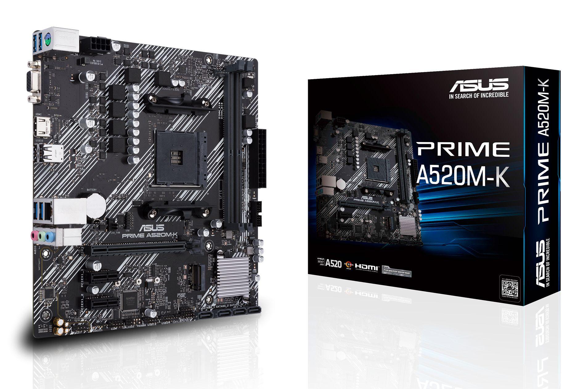 Motherboard ASUS PRIME A520M-K (AM4 - micro ATX - Duplo canal - Preto)
